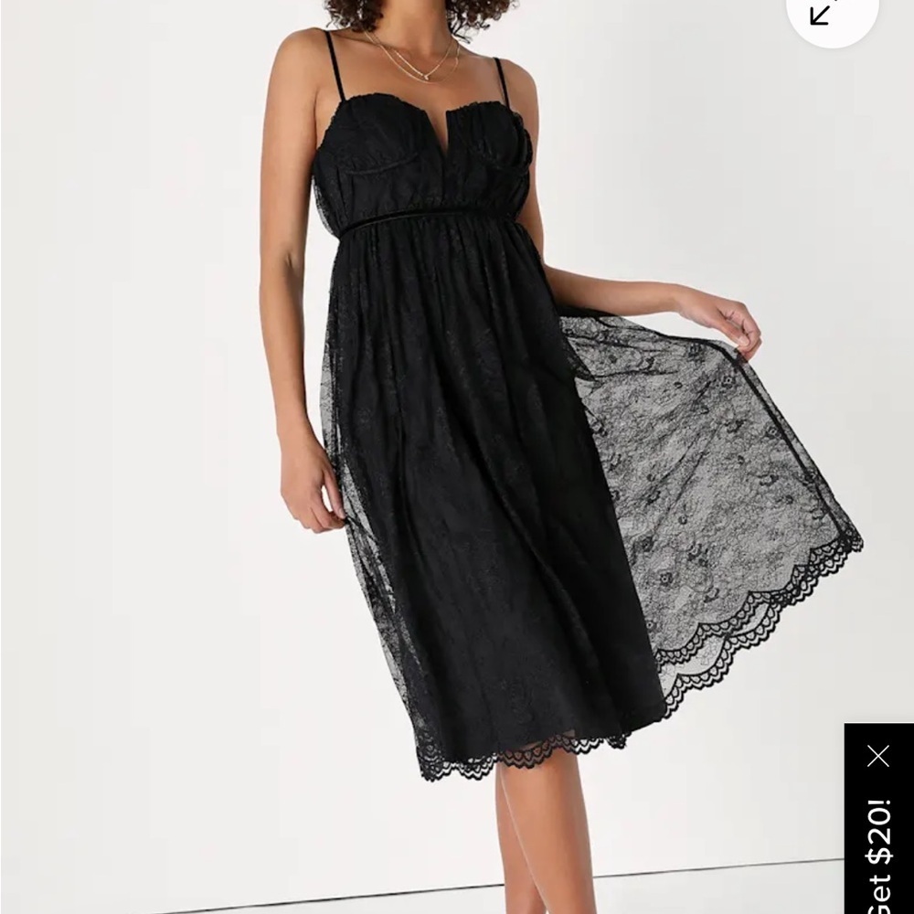Lulu's Black Lace Midi Dress